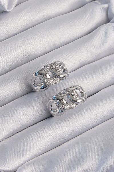 Skygo Brass Silver Color Zircon Stone Milky Way Earrings - Tj-Bkp9199