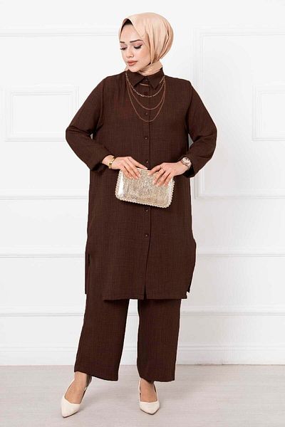 EBRUTESETTÜR Linen Long Double Hijab Suit