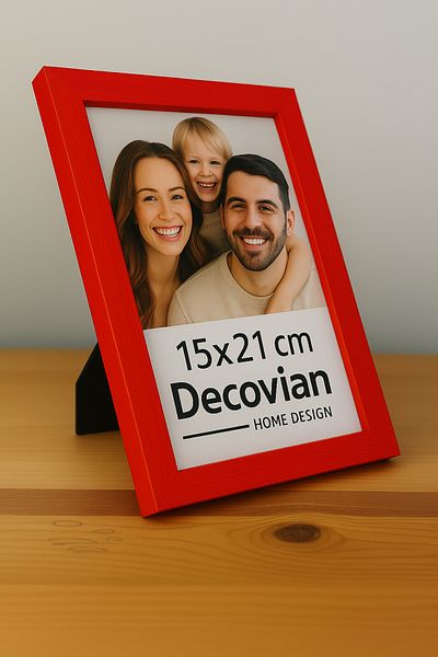 DecovianHomeDesign Natural Wood Modern Pedestal 15X21 Photo Frame |   Red Colored Desktop Frame |   Unpainted