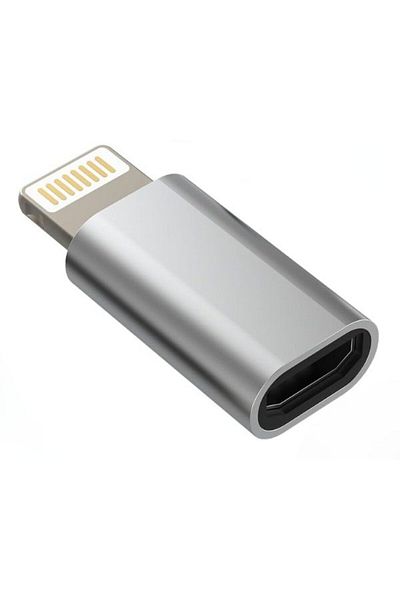Evelise Adaptor de încărcare rapidă, Micro USB / Lightning, Redare muzică, Transfer date, Argintiu