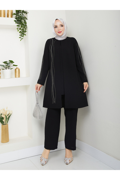 KMKkombin Țesătură de tip fagure cu pantaloni cu dungi, costum pentru mamă pe...