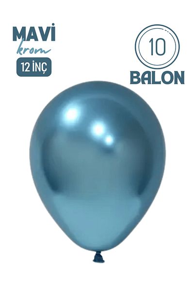 Mielibon 10Pcs Chrome Blue Balloon |   12 Inch Shiny Balloons |   Birthday, Promise and Party Ornament