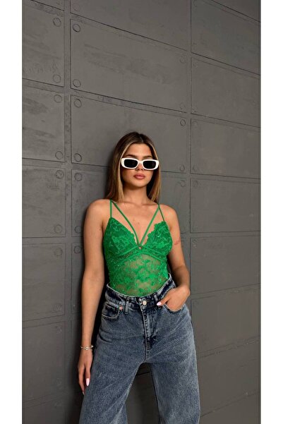 Bak'ap Боді з мереживним декольте та застібками