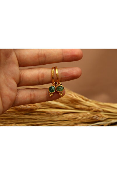 alpsilverart 925 Ayar Gümüş Doğal Yeşil Apatit Taşlı El Yapımı Küpe | Kadın Takı