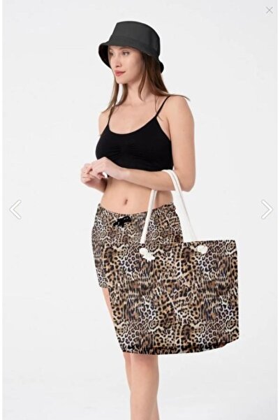 Miami Beach Τσάντα παραλίας μεγάλου μεγέθους με επένδυση με φερμουάρ