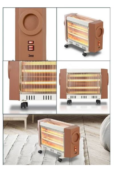 ALSAIF Jano Electric Heater 3 Candles - 1500 Watts - Rectangular - Brown And White - JN070001