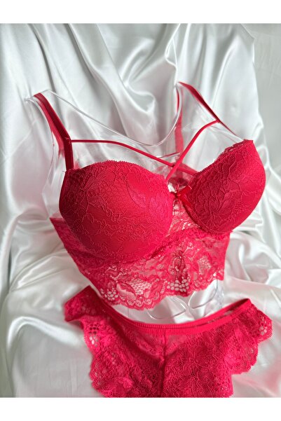 Nuzabi Juliet Padded Cross String Red Women's Bustier Suit