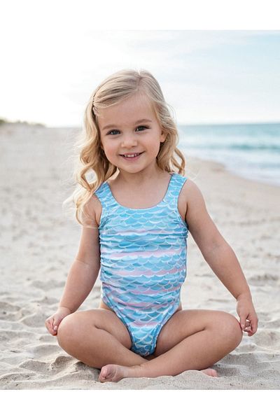 Babily Girls' Swimsuit 3-7 Years Old Colorful Patterned One-Piece Quick Dry Sea Pool Swimsuit