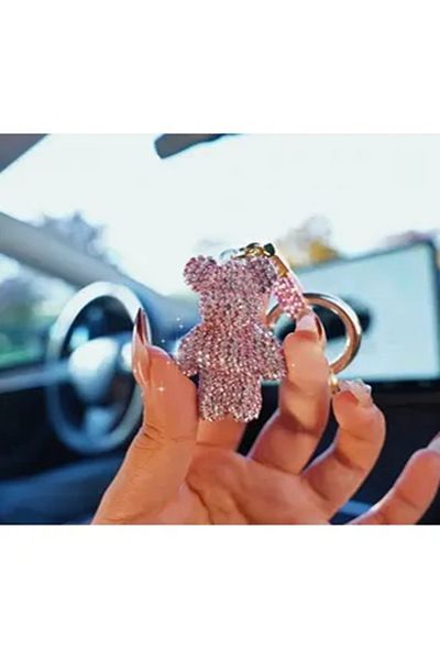 PARLAK EVREN Rocky Pink Teddy Keychain or Bag Accessory