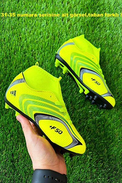 Walked Sarı Mavi Mesi Speedflow Boğazlı Bilekli Erkek Çocuk Dişli Krampon Halı Saha Futbol Spor Ayakkabı