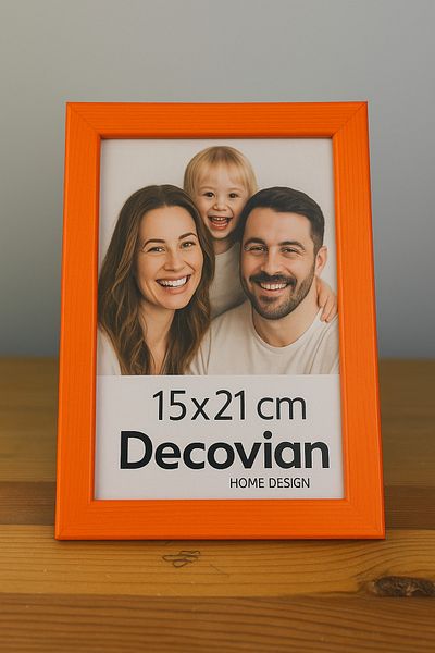 DecovianHomeDesign Natural Wood Modern Pedestal 15X21 Photo Frame |   Orange Colored Desktop Frame |   Unpainted