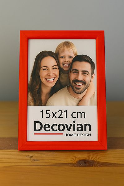 DecovianHomeDesign Natural Wood Modern Pedestal 15X21 Photo Frame |   Red Colored Desktop Frame |   Unpainted