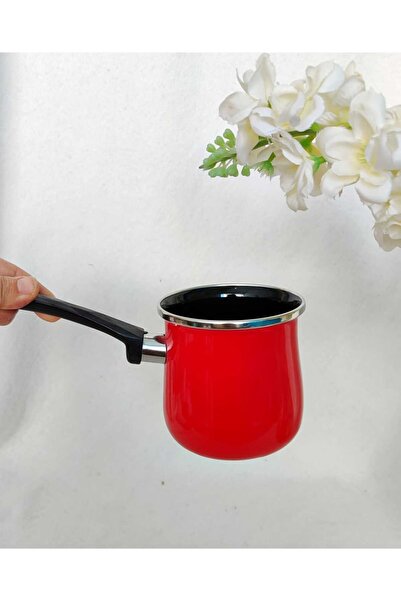 EBRULİEMAYE KIRMIZI EMAYE KAHVE CEZVE 750 ML 10 CM YUMURTA HAŞLAMA