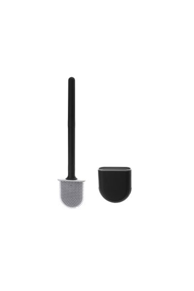 Evelise Perie de toaletă flexibilă MCT-Clean cu suport, silicon, neagră, 35 x 8 cm
