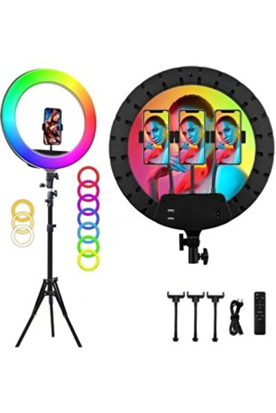 Aırstorr Kumandalı, 21 Inç Rgb Renkli Işık 210 Cm Tripod Tiktok, Makyaj, Yout...
