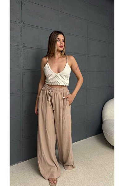 Bak'ap Καλοκαιρινό παντελόνι με χαλαρό πόδι με λεπτομέρεια με κορδόνια