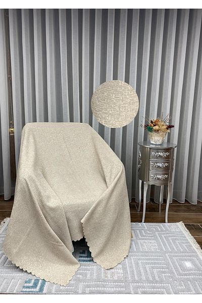 Sivalde Chenille Fabric Anti-Slip Armchair Cover Dark Cream, Living Room Sofa Bed / Sofa Cover, 160X210 Cm, 1 Piece