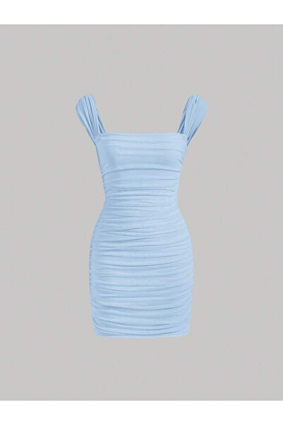 Dressco Lında - Kalın Askılı Büzgü Drapeli Mini Elbise