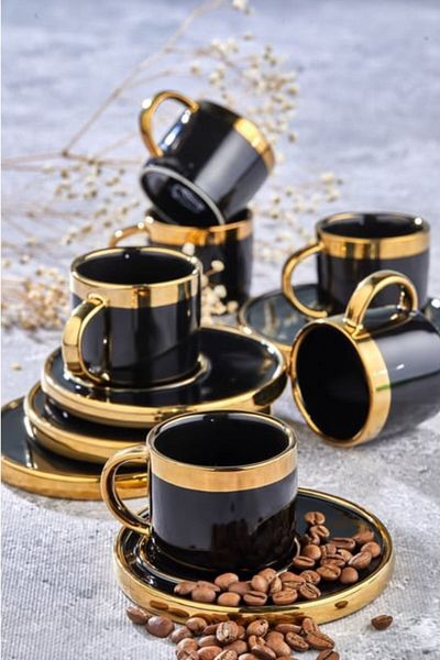 ÇARŞI HANEM 6 Persons Cup Set Porcelain 12 Pieces Cup Set Team