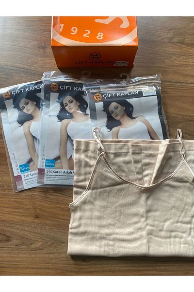 Çift Kaplan Thin Satin Rope Strap Tank Top 3-Pack