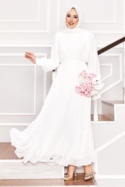 EBRUTESETTÜR Organza Hijab Dress with Sleeves
