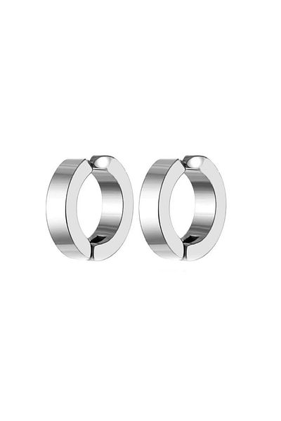 colezium Men's Earrings - 2 Pieces of Steel Clip Earrings Stainless Steel Silver Color Earrings