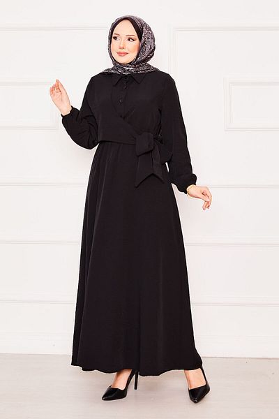 EBRUTESETTÜR Hijab Dress with Side Tie and Elastic Waist