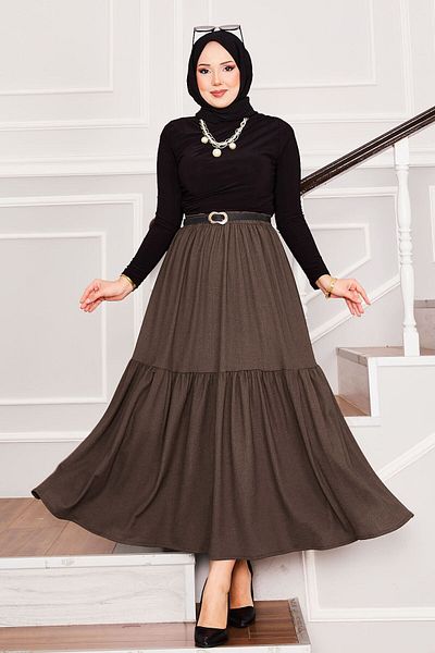 EBRUTESETTÜR Elastic Waist Gathered Hijab Skirt