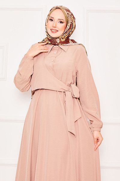 EBRUTESETTÜR Hijab Dress with Side Tie and Elastic Waist