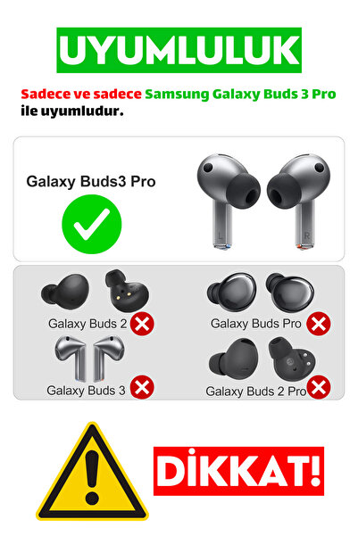 EWEC Samsung Galaxy Buds3 Pro ve Buds4 Pro Uyumlu Üç Boyut Premium Yedek Silikon Kulaklık Uçları (S, M, L)
