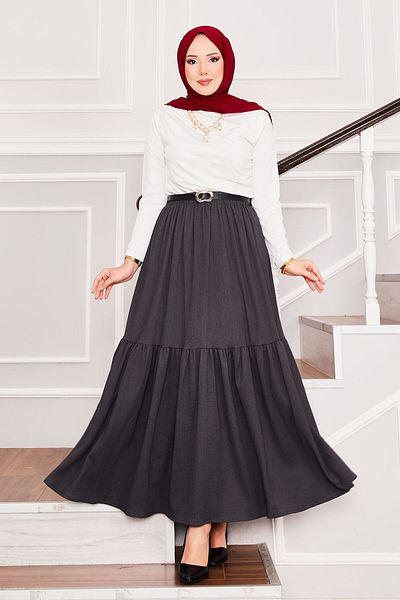 EBRUTESETTÜR Elastic Waist Gathered Hijab Skirt