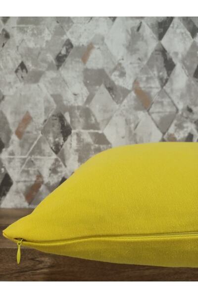 fabricorg Duck Cloth Throw Pillow Cover Suitable for Punch Yellow (40X40 cm)