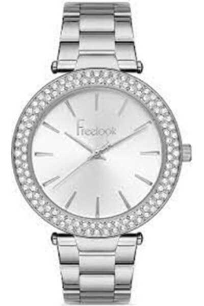 Freelook Women Silver Steel Case Round Dial Metal Band Wristwatch Quartz Mech...