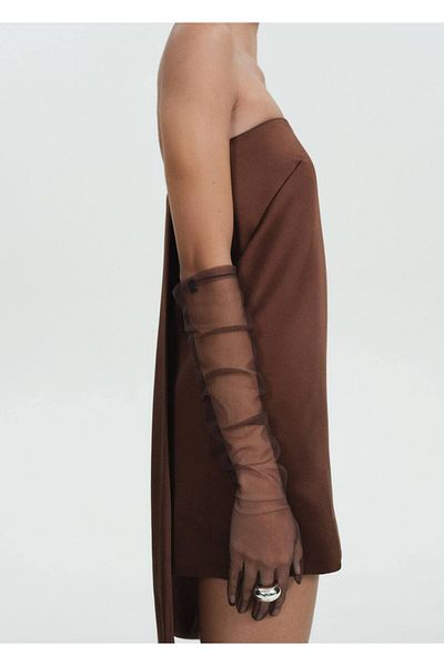 MANGO Woman Long Gloves in Tulle Fabric