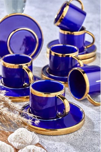 ÇARŞI HANEM 6 Persons Cup Set Porcelain 12 Pieces Cup Set Team