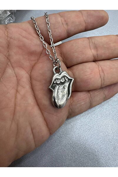 Yuchicly قلادة معدنية تحمل شعار رولينج ستونز – لون فضي |   إكسسوار ريترو ستاي...