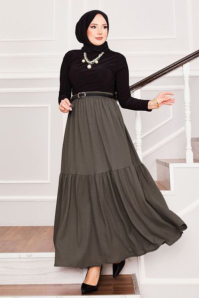 EBRUTESETTÜR Elastic Waist Gathered Hijab Skirt