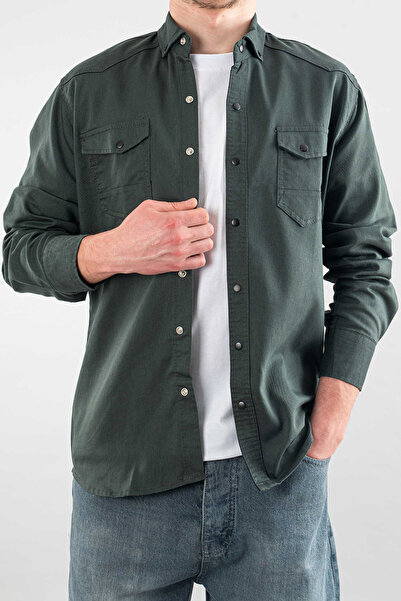 bombe Slim Fit Erkek Kot Gömlek