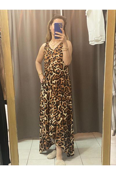 TUBA TOPTAŞ Leopard Flare Dress