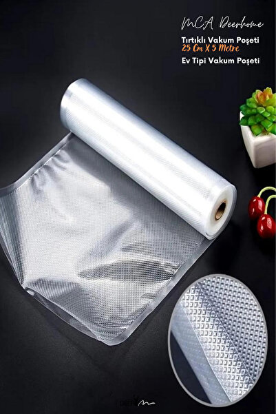 MCA Deerhome 20cm X 5m Rulo Tırtıklı Vakum Makinesi Poşeti Vakum Poşeti