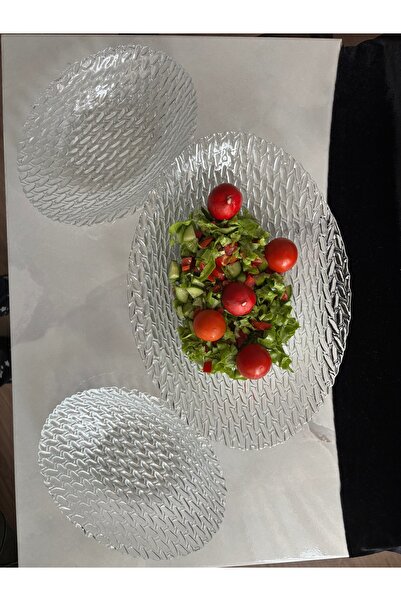 DİBA AVM 3 lü sunum salata kasesi servis kasesi 1 adet 31x23 çap yükseklik6 c...