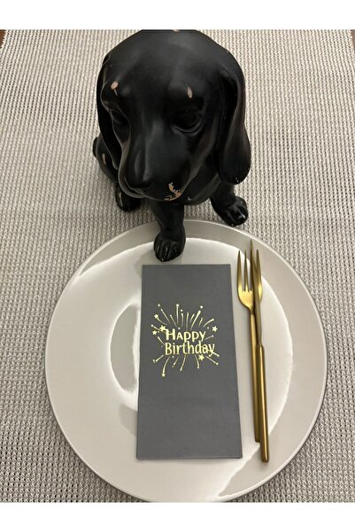 kidspartim مناديل عيد ميلاد سعيد للنادل باللون الرمادي المذهّب 16 قطعة