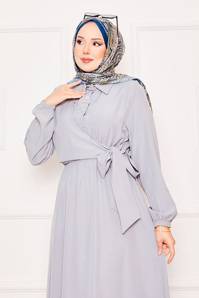 EBRUTESETTÜR Hijab Dress with Side Tie and Elastic Waist