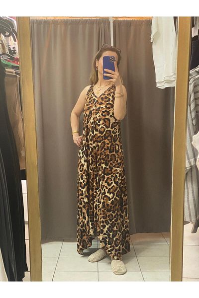 TUBA TOPTAŞ Leopard Flare Dress