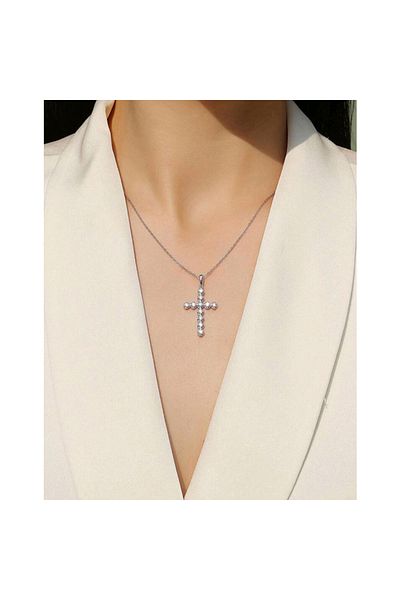 OEM Colier cruce cu diamante Moissanite