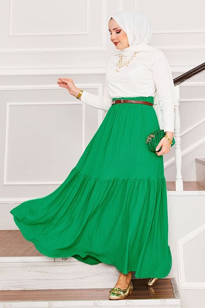 EBRUTESETTÜR Elastic Waist Gathered Hijab Skirt