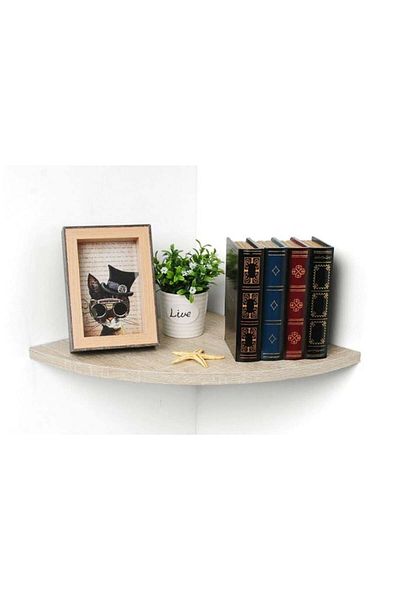 SyaMAG Raft de colț cu suport de fixare ascuns, MDF stejar, 25x25 cm