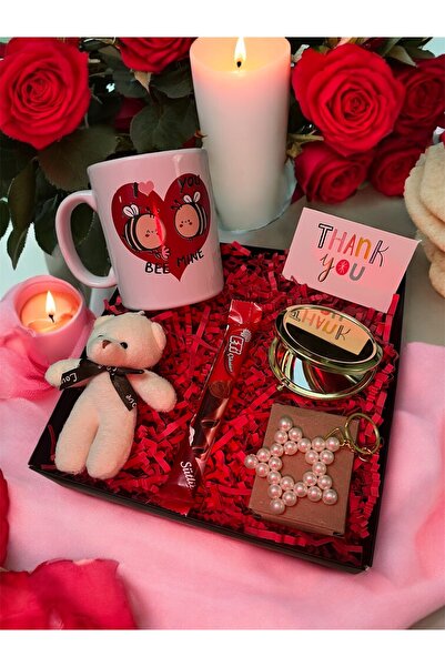 hediye butik Hediye Kutusu I Love You Kupa & Ayıcık & Ayna & İnci Yıldız Anah...