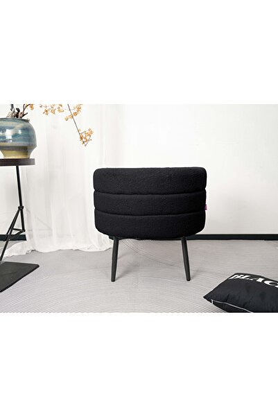Generic Elegant Design Boucle Fabric Chair - Modern Black Decor Chair
