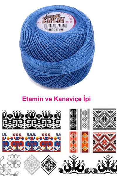 PRATİKOBA Tiger etamine and cross stitch thread no. 8 code/color: 820 - royaleks
